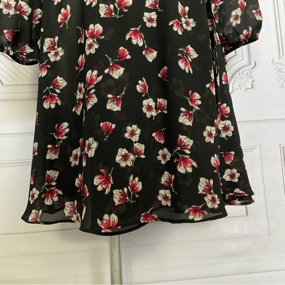 Lark & Ro Black Semi Sheer Long Sleeve Side Tie Wrap Dress Flirty & Flowing Sm - Picture 5 of 8